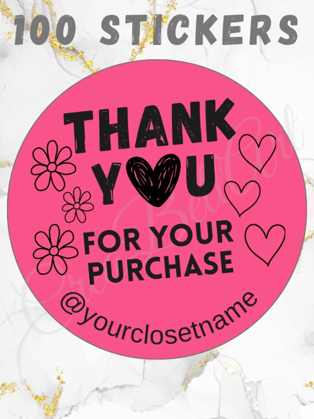 100 Thank you Stickers Thermal 2"